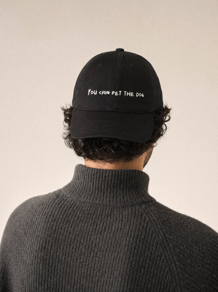 cap you can pet the dog black front view middle eastern man