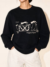 artist collection doggery squad skateboard dogs design black crewneck sweatshirt female model editorial