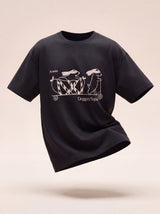 doggery squad skateboard dogs design black t shirt female model product shot