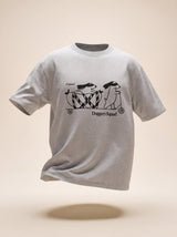 doggery squad skateboard dogs design heather grey t shirt female model product shot