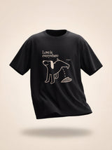 love is everywhere dog heart design black t shirt female model product shot