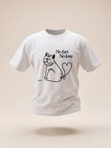 no fart no love bulldog cat design pure white t shirt female model product shot
