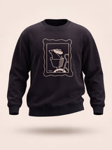 sunday ride basket dog design black crewneck sweatshirt male model product shot