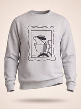 sunday ride basket dog design heather grey crewneck sweatshirt male model product shot