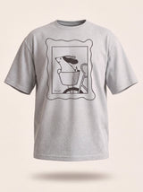 sunday ride basket dog design heather grey t shirt male model product shot